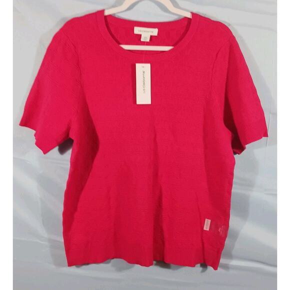 Liz Claiborne Sweater Women's XXL Dark Pink Rose Short Sleeve Lightweight NWT - Picture 1 of 10